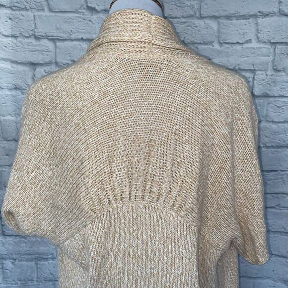 Express women L open front short sleeve knit cardigan beige - Picture 9 of 12